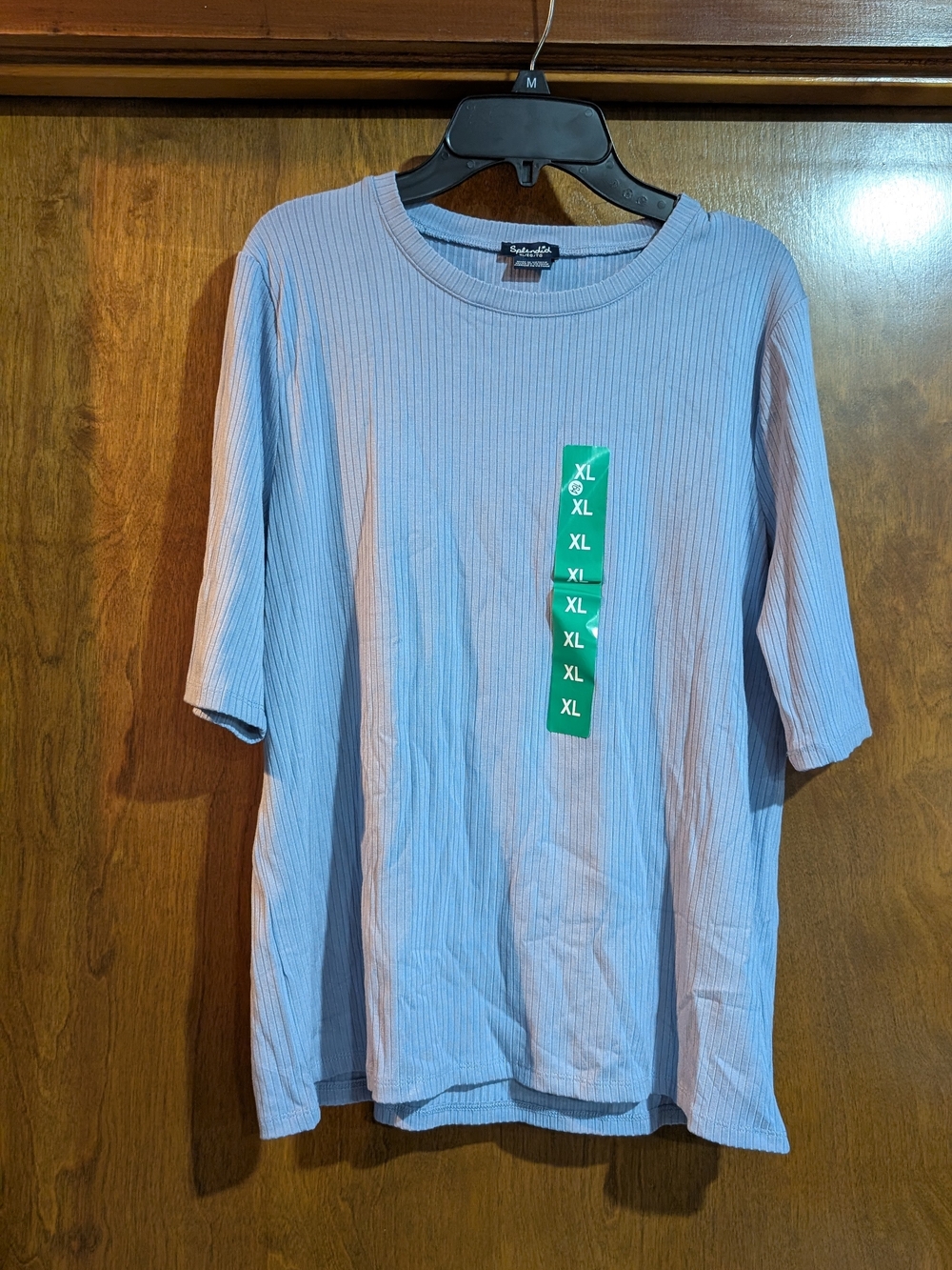New Women's XL Splendid Ribbed Short-Sleeve Tee Blue